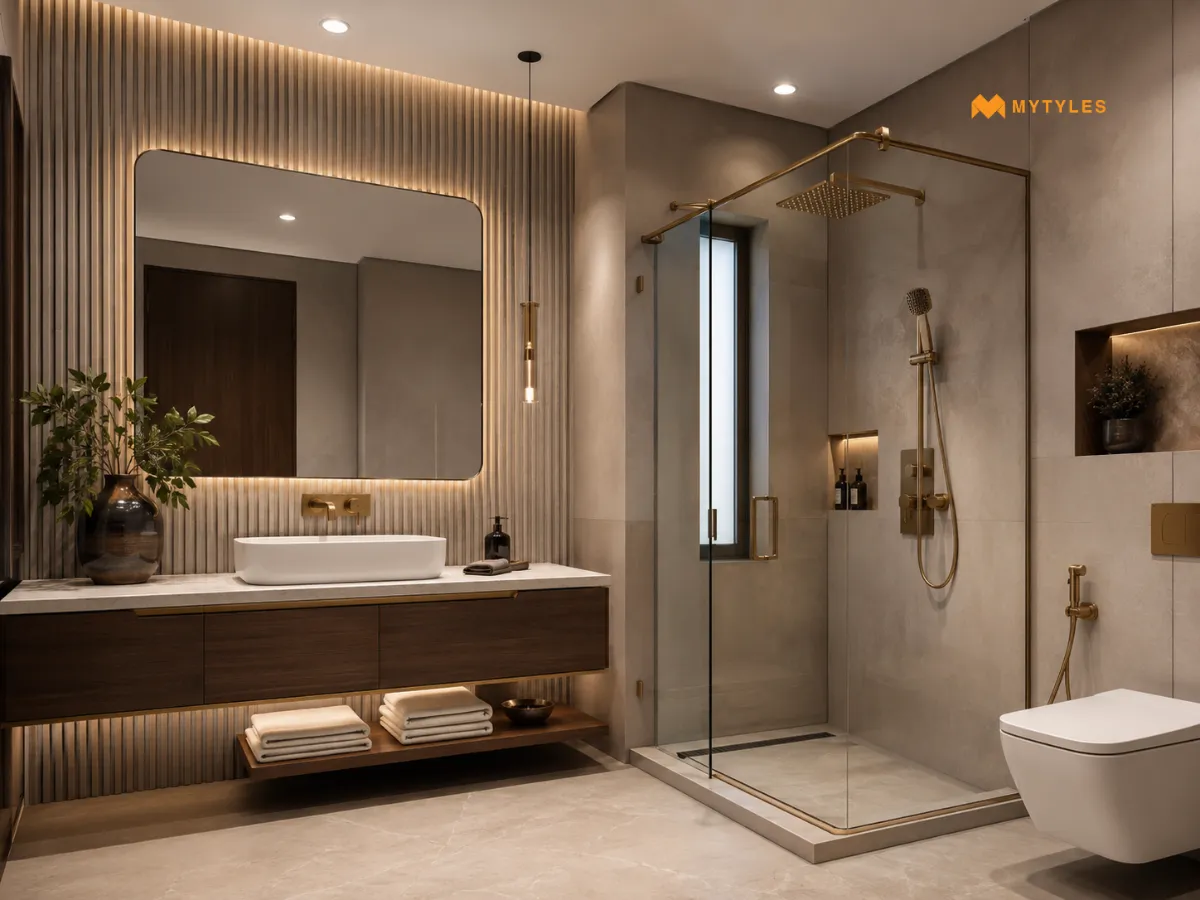 Fluted Finish Bathroom Tiles